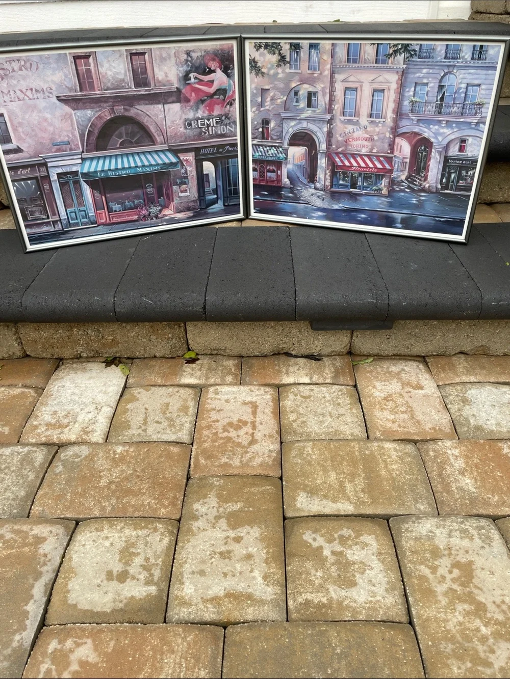 Professionally Framed Pair of Paris Street Scenes by Mark St. John - 18”x13.5”